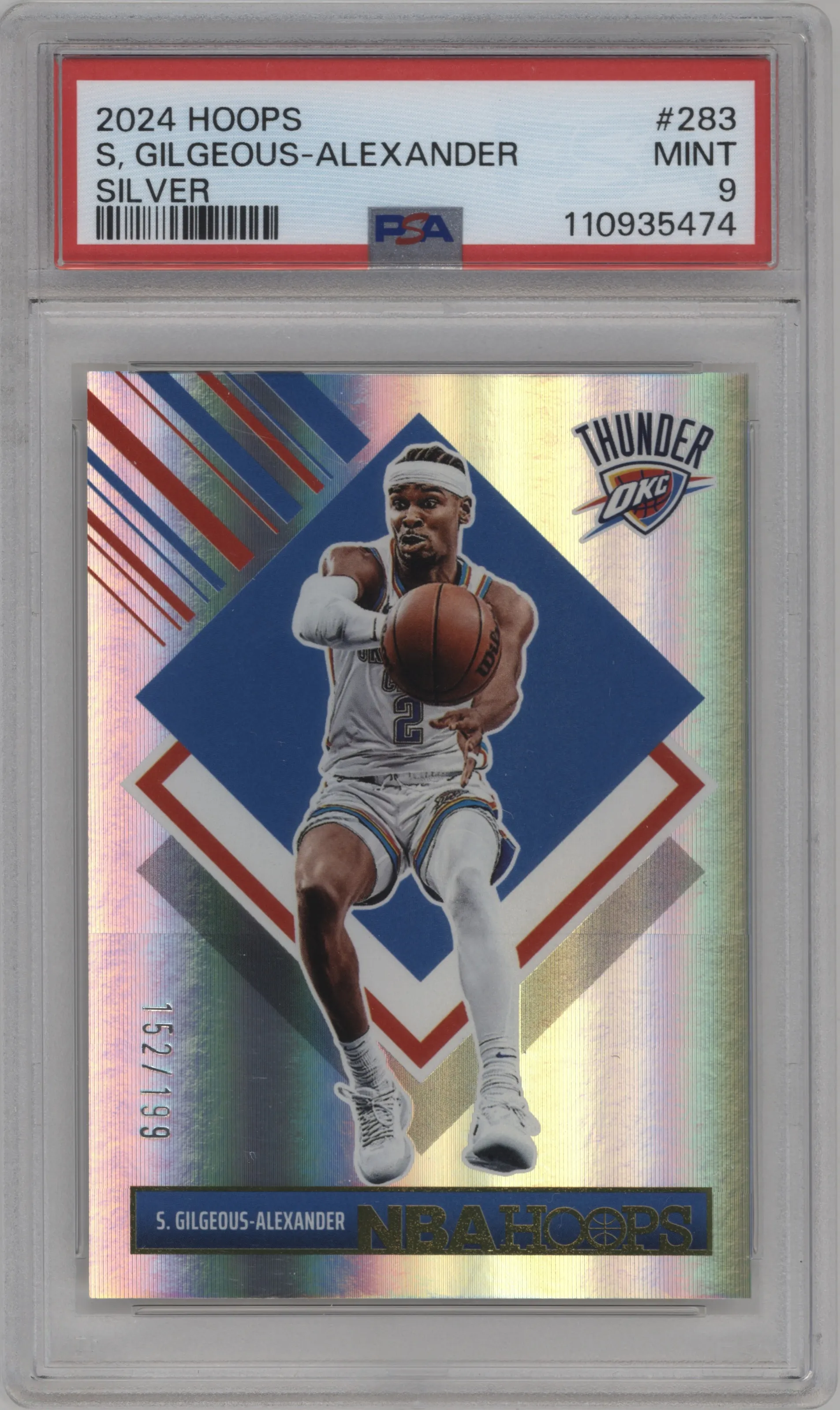 2024 Panini NBA Hoops Hoops Tribute Shai Gilgeous-Alexander Silver PSA 9