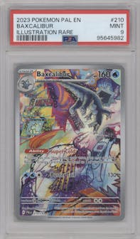 Baxcalibur from the 2023 Pokemon SV set graded by PSA and given an overall grade of 9.