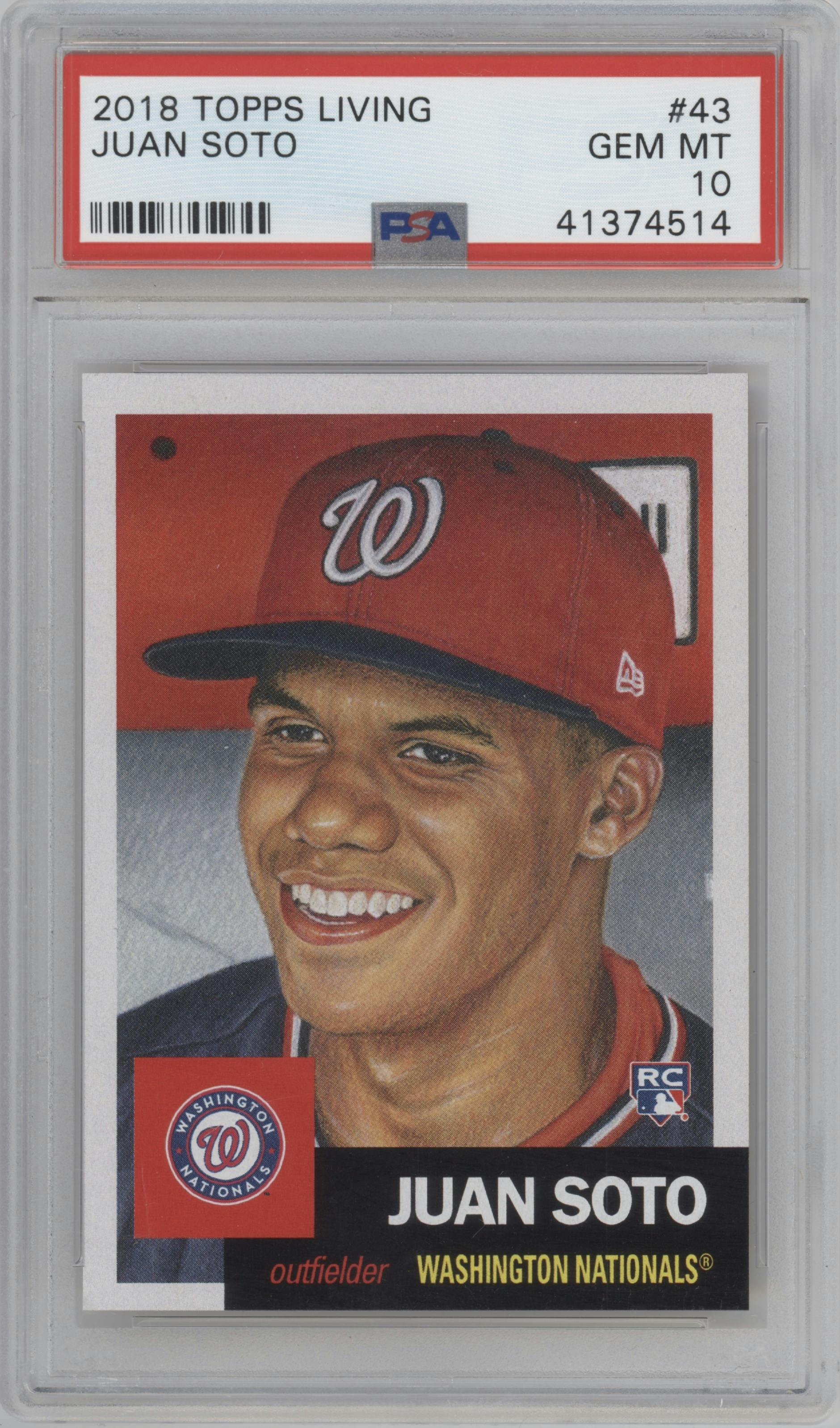 Juan Soto from the Ultimate Topps Living Set   set graded by PSA and given an overall grade of 10.