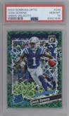Josh Downs from the 2023 Donruss Optic set featuring a Green Velocity parallel graded by PSA and given an overall grade of 10.