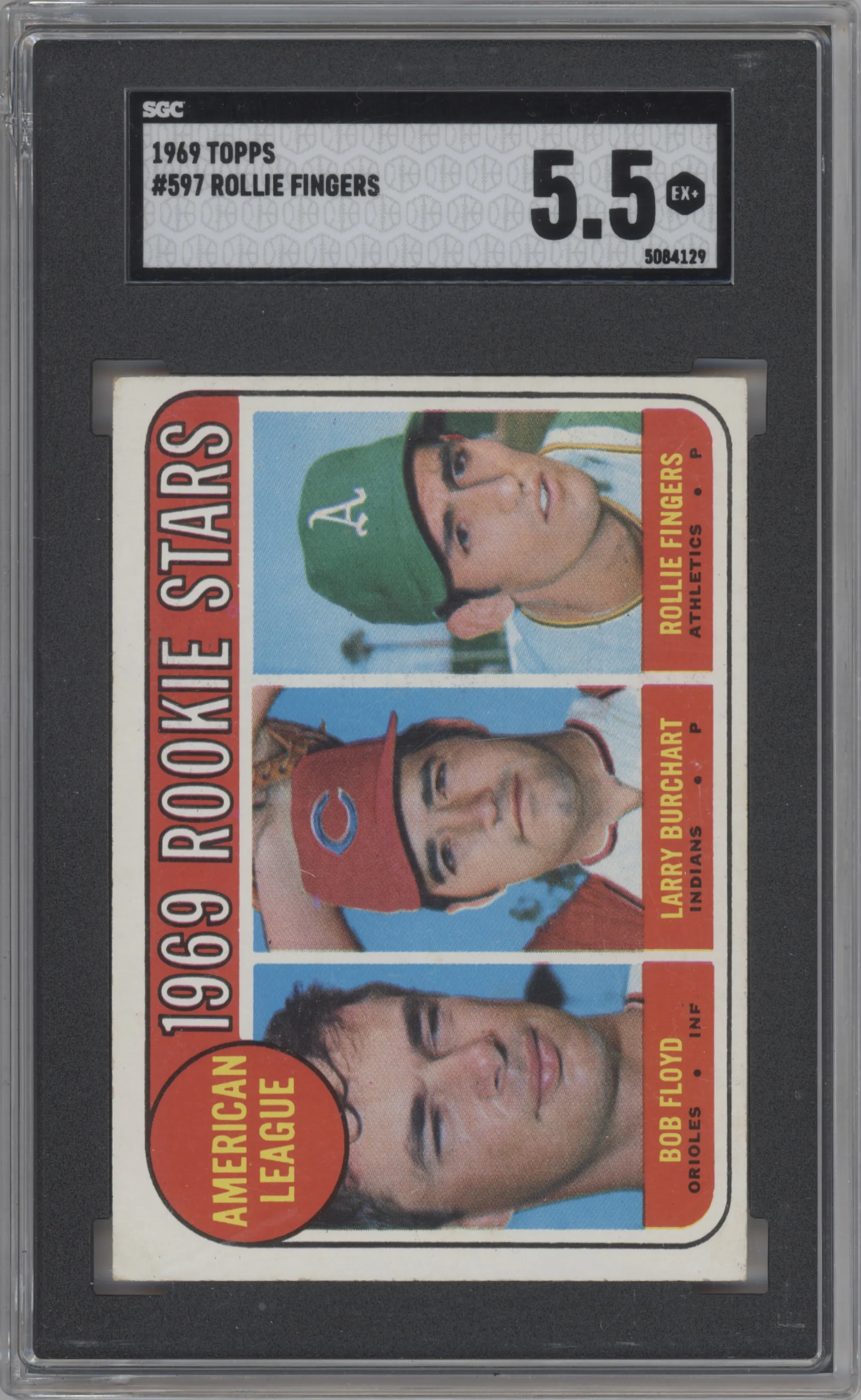1969 Topps Bob Floyd/Larry Burchart/Rollie Fingers #597 SGC 5.5