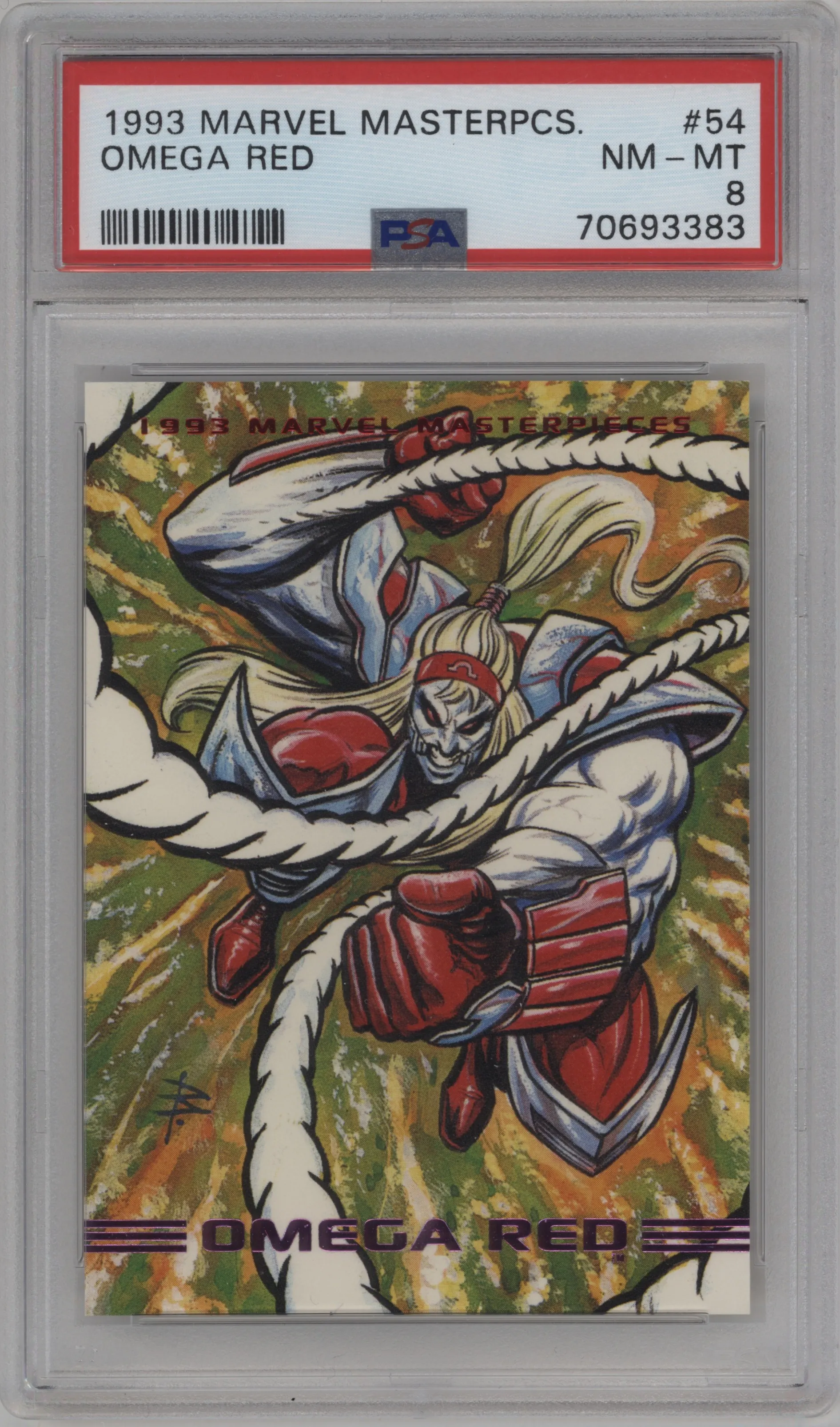 1993 SkyBox Marvel Masterpieces Omega Red PSA 8