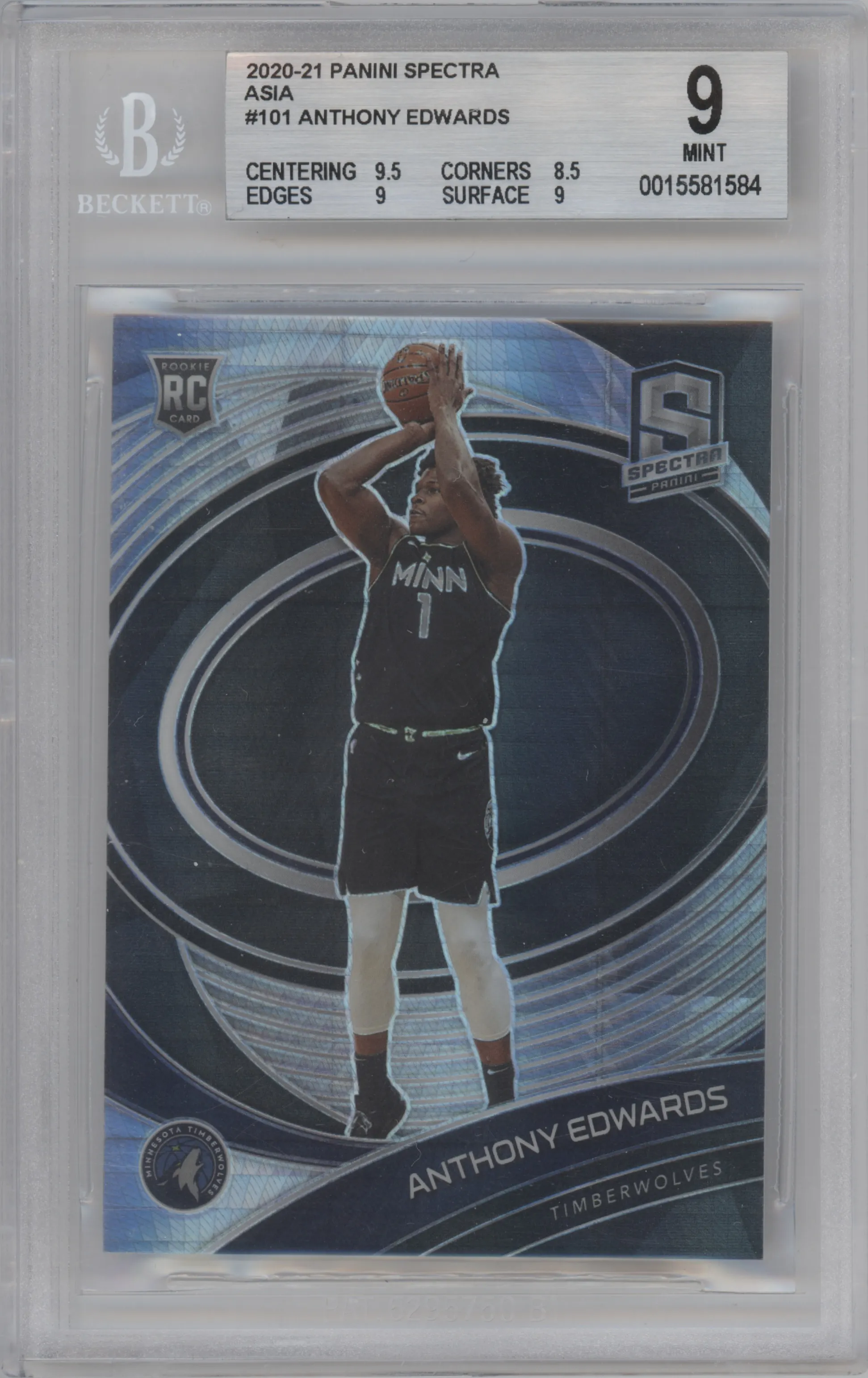 2020 Panini Spectra Anthony Edwards Asia BGS 9