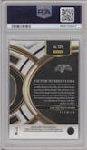 Victor Wembanyama from the 2023-24 Panini Select  set featuring a Blue Retail parallel graded by PSA and given an overall grade of 10.