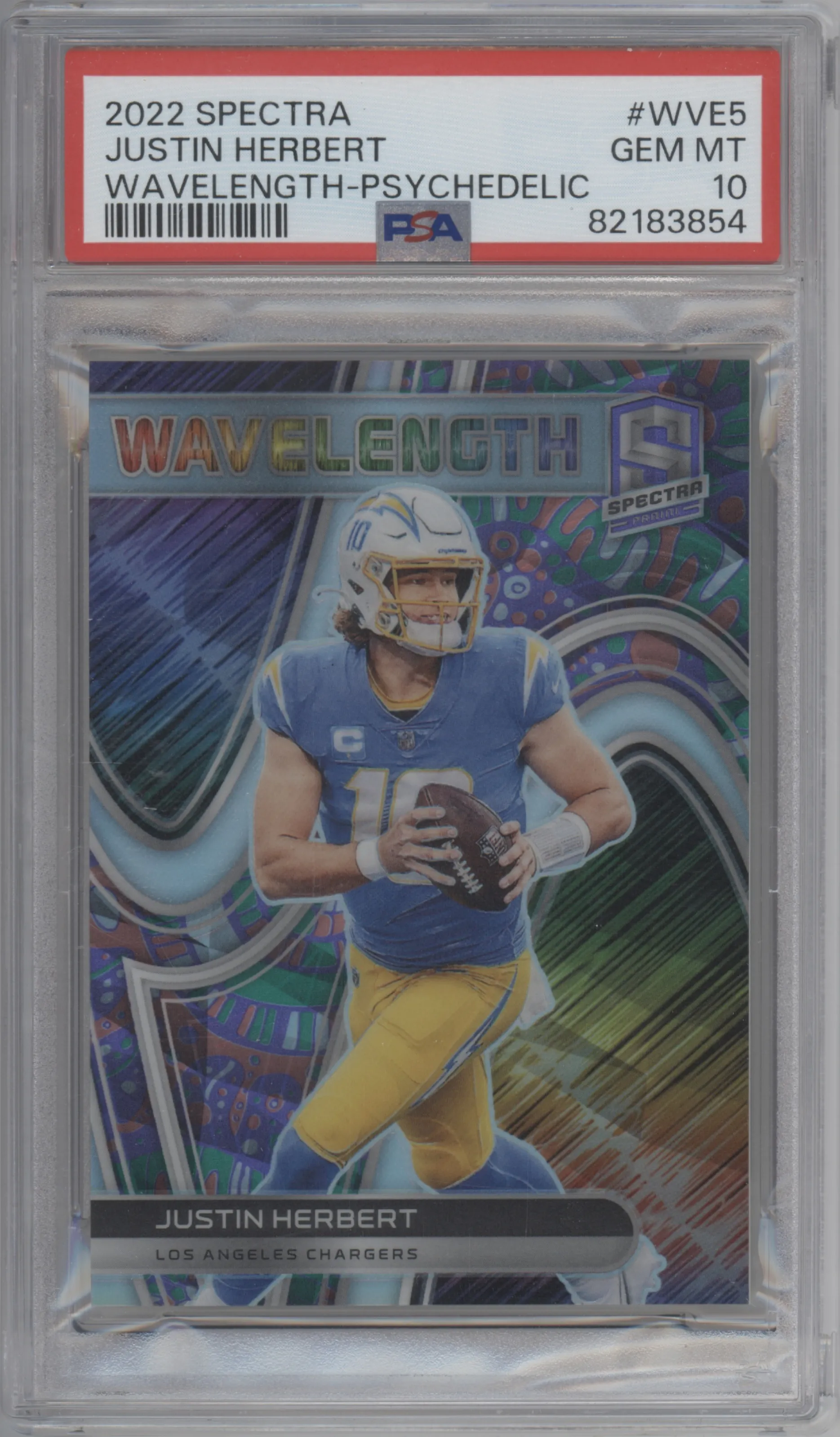 2022 Panini Spectra Wavelength Justin Herbert Psychedelic #WVE-5 PSA 10