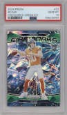 Bo Nix from the 2024 Panini Prizm set featuring a Green Ice parallel graded by PSA and given an overall grade of 10.