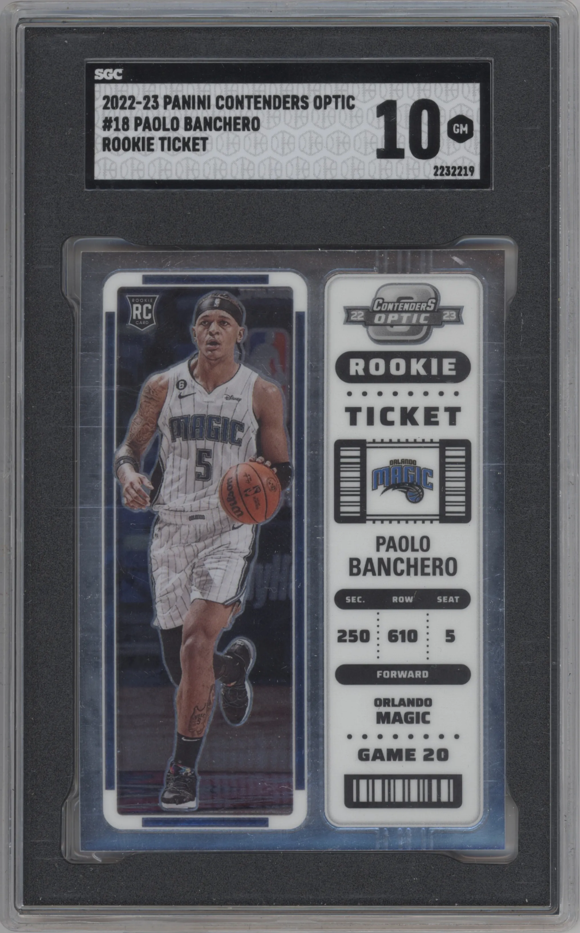 2022 Panini Contenders Optic Rke.Tkt. Paolo Banchero SGC 10