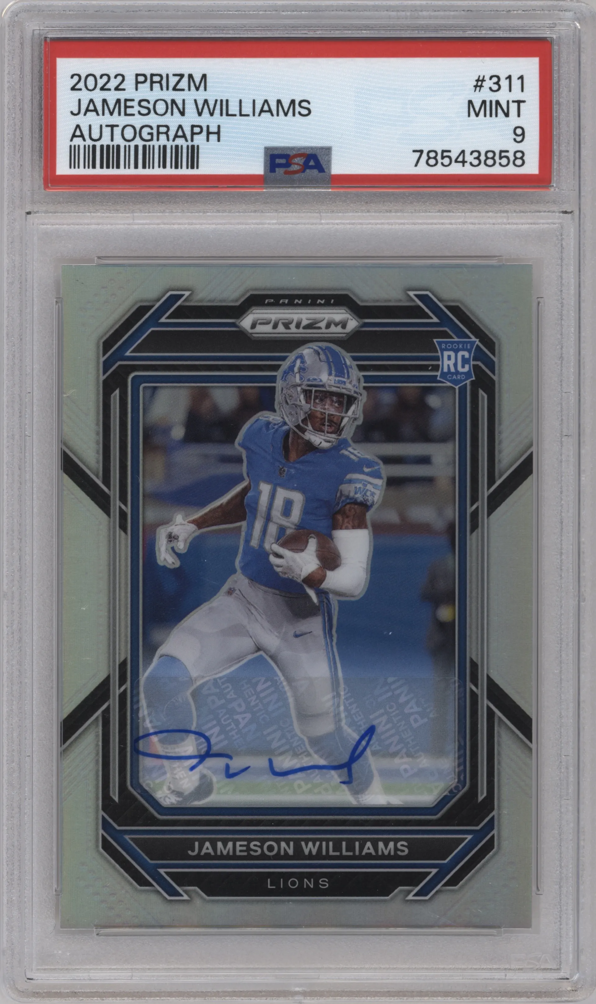 2022 Panini Prizm Rke.Auto Jameson Williams PSA 9