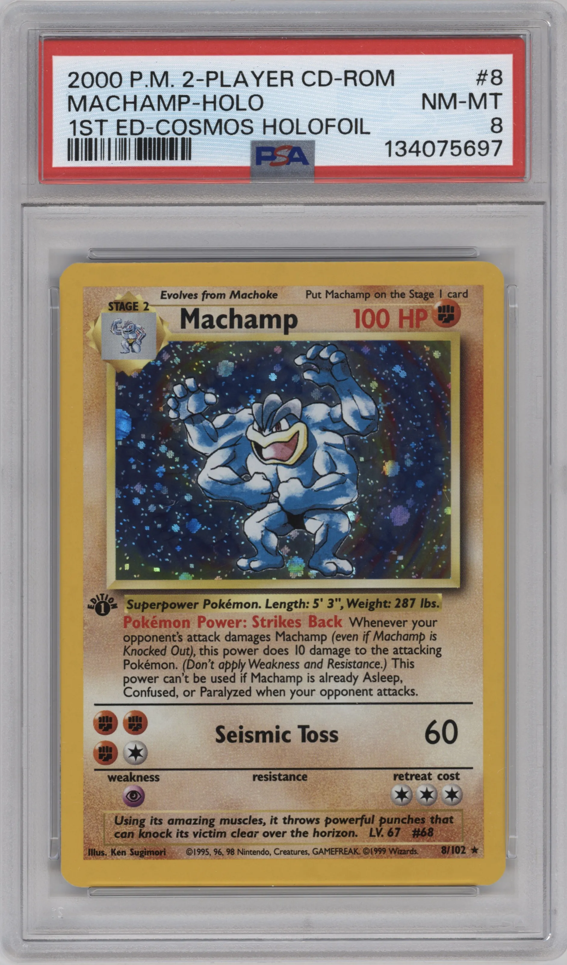 2000 Pokemon Machamp 2P CD-ROM Starter #8 PSA 8