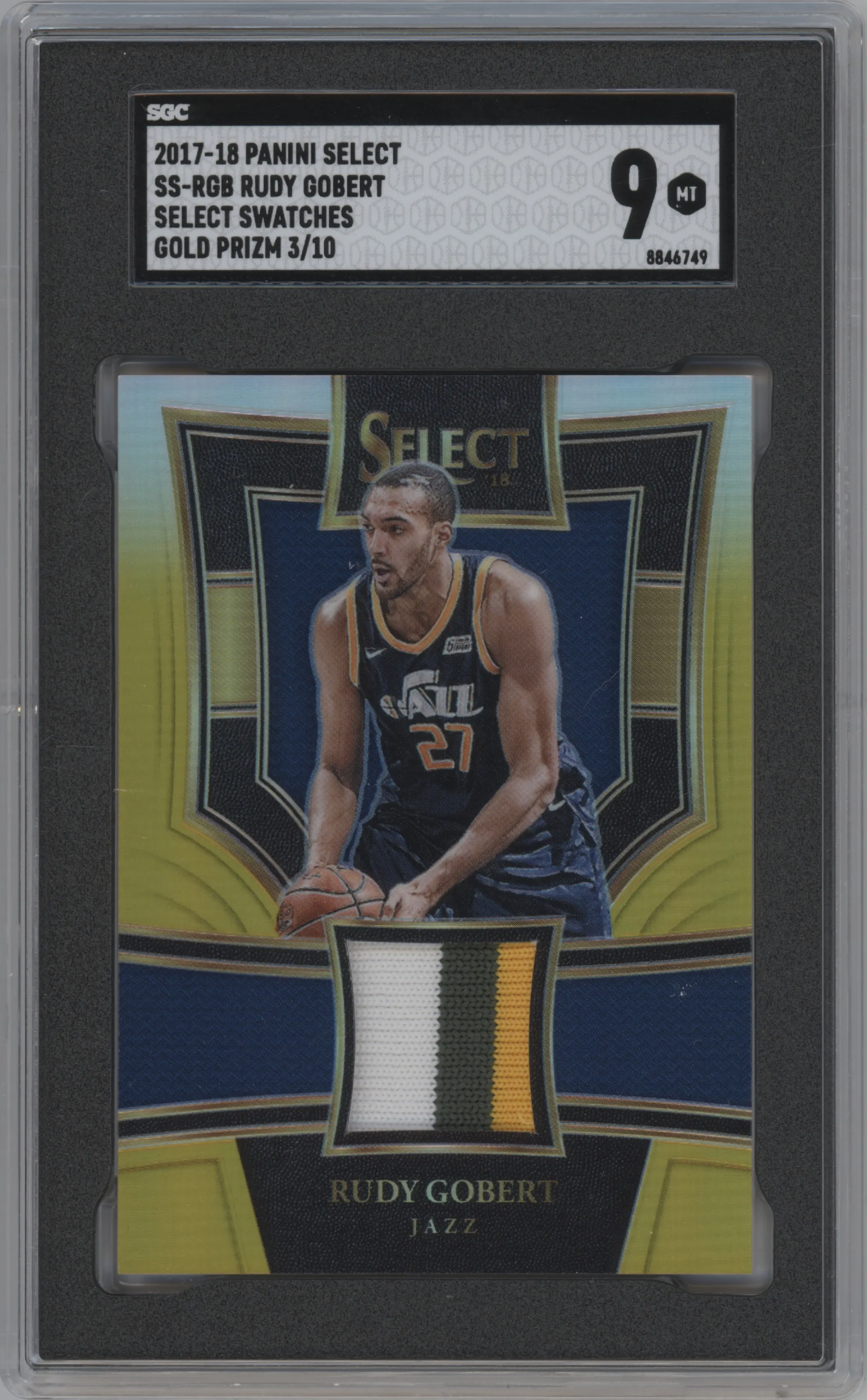 2017 Panini Select Select Swatches Rudy Gobert Prizm Gold #SS-RGB SGC 9