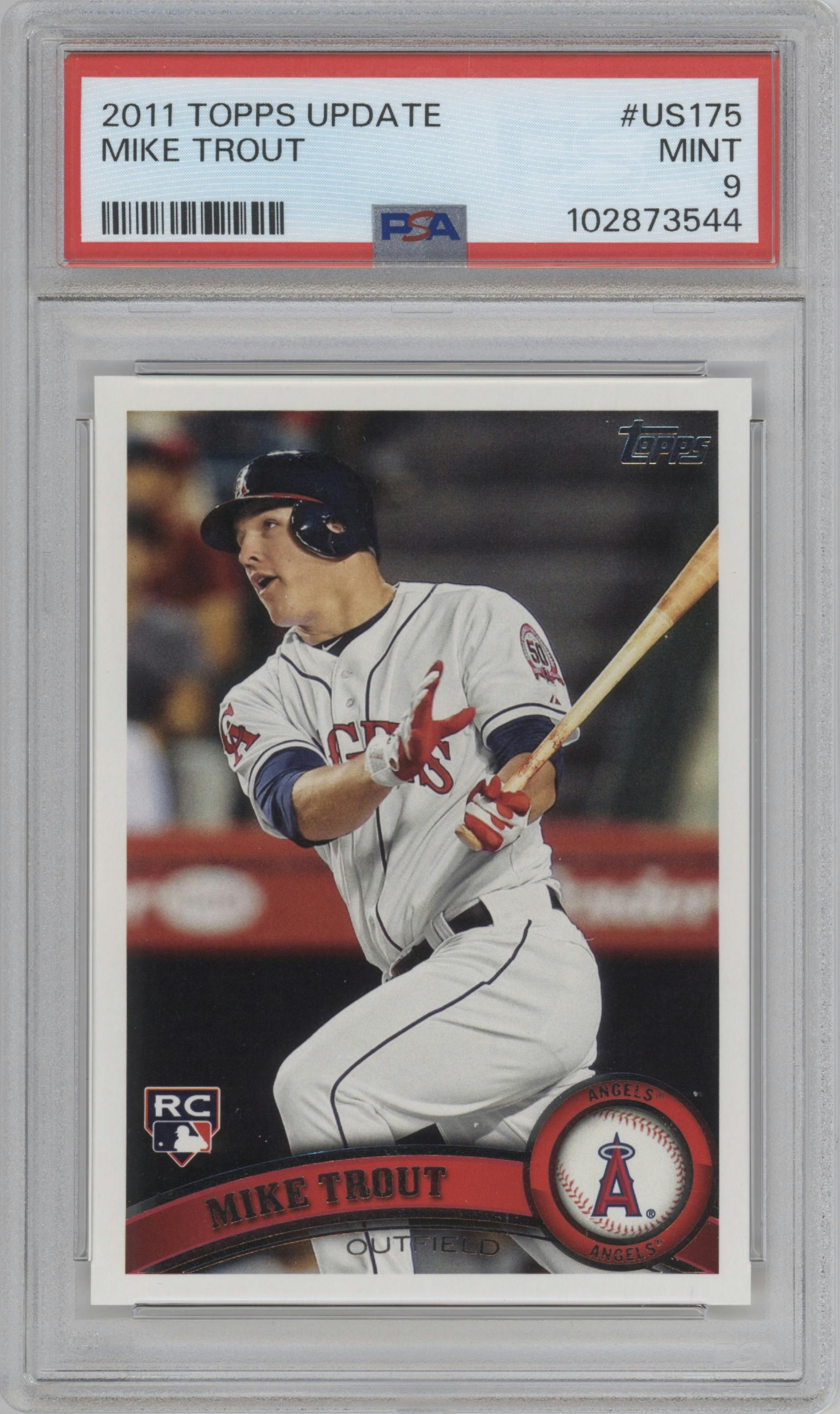 Mike Trout  from the 2011 Topps Update set graded by PSA and given an overall grade of 9.