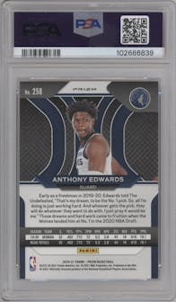 Anthony Edwards from the 2020-21 Panini Prizm set featuring a Silver Prizm parallel graded by PSA and given an overall grade of 10.