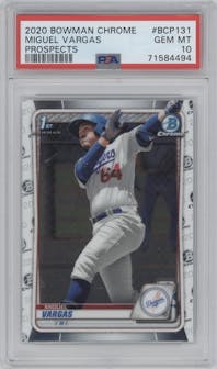 Miguel Vargas from the 2020 Bowman set graded by PSA and given an overall grade of 10.
