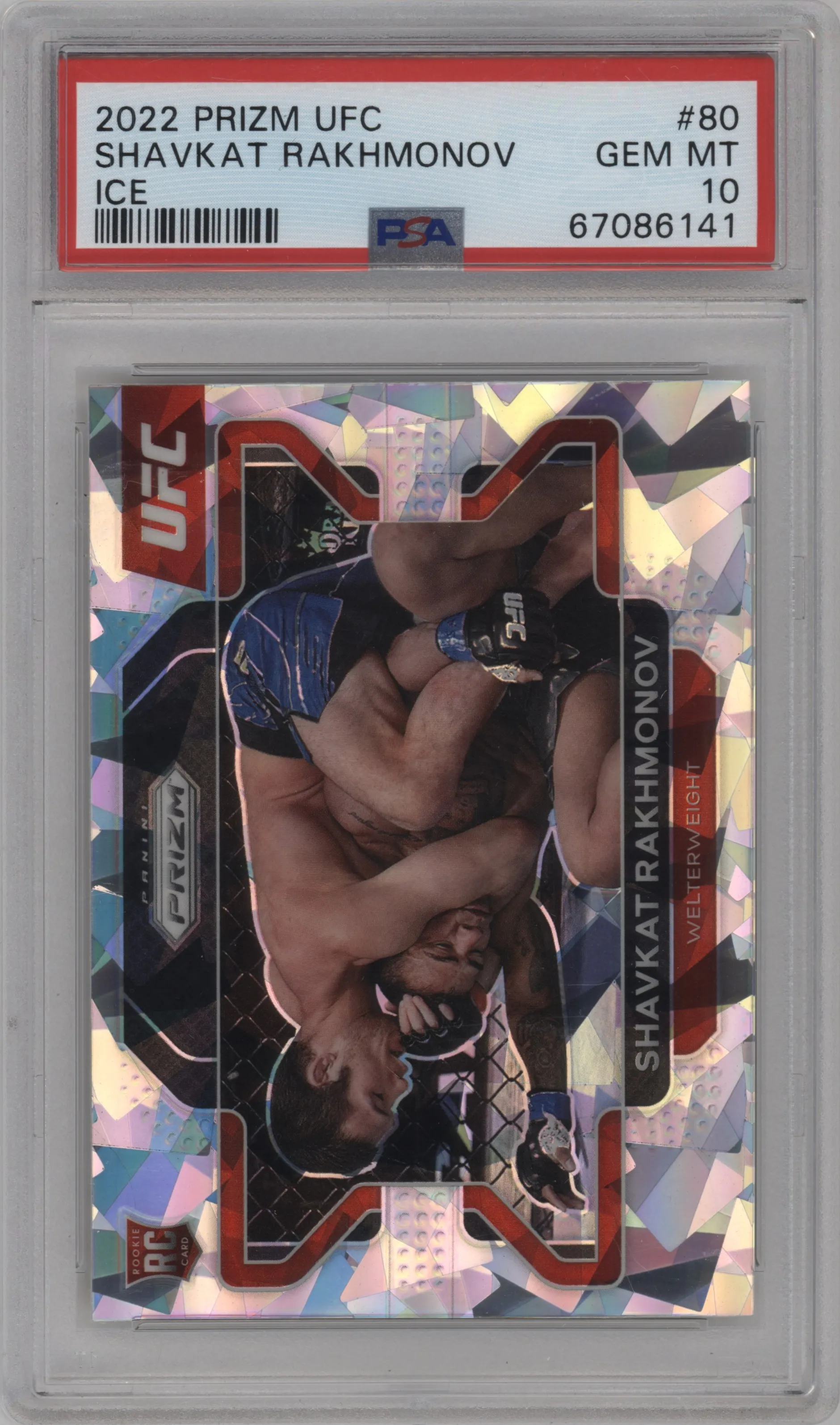 2022 Panini Prizm UFC Shavkat Rakhmonov Ice Prizm #80 PSA 10