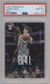 LaMelo Ball from the 2020-21 Panini Chronicles set featuring a Teal parallel graded by PSA and given an overall grade of 10.