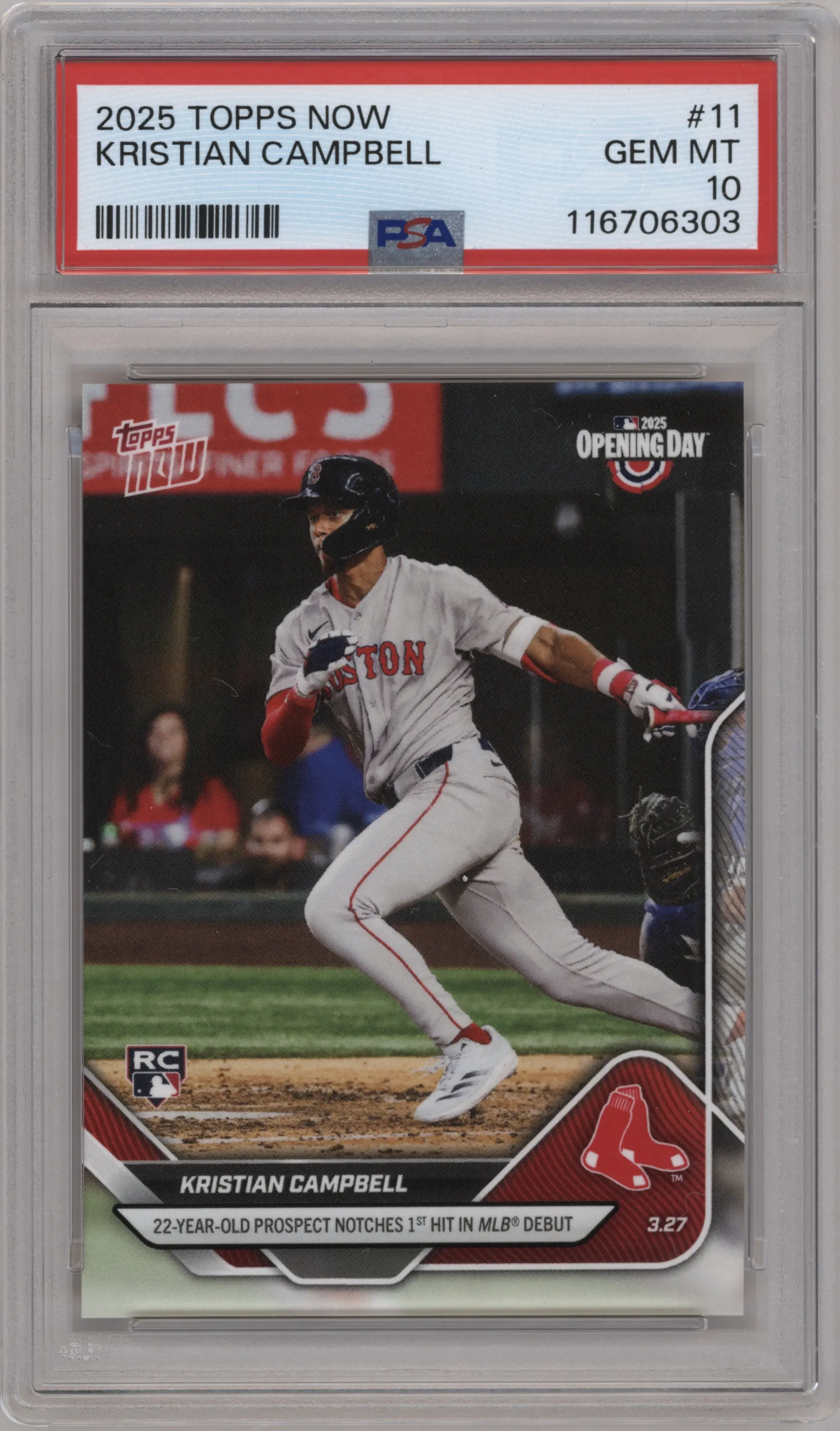 2025 Topps Now Kristian Campbell PSA 10