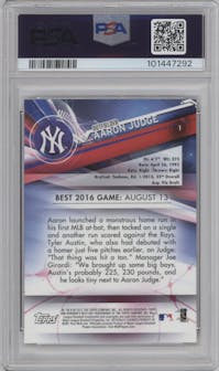 Aaron Judge from the 2017 Bowman’s Best set graded by PSA and given an overall grade of 10.