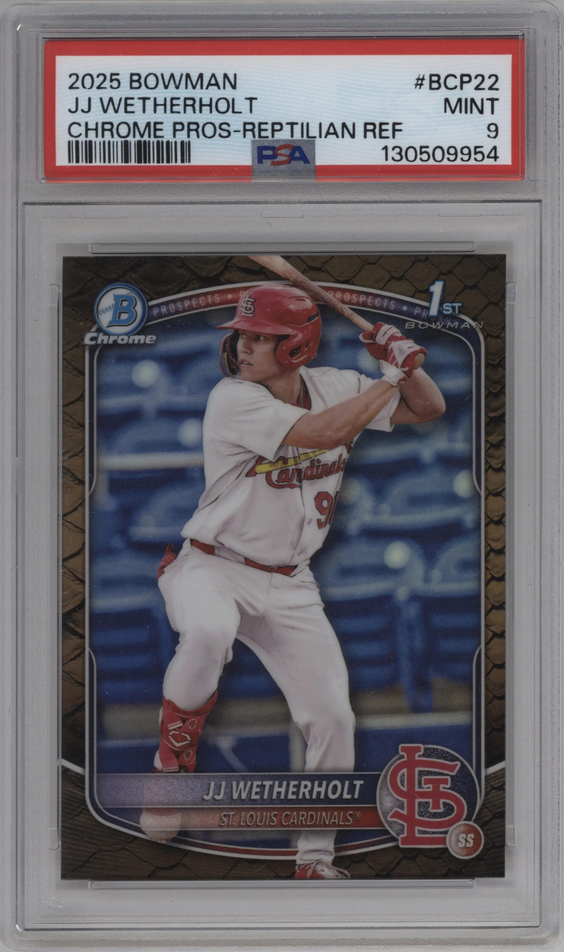 2025 Bowman Chr.Pros JJ Wetherholt Reptilian Refractor #BCP-22 PSA 9