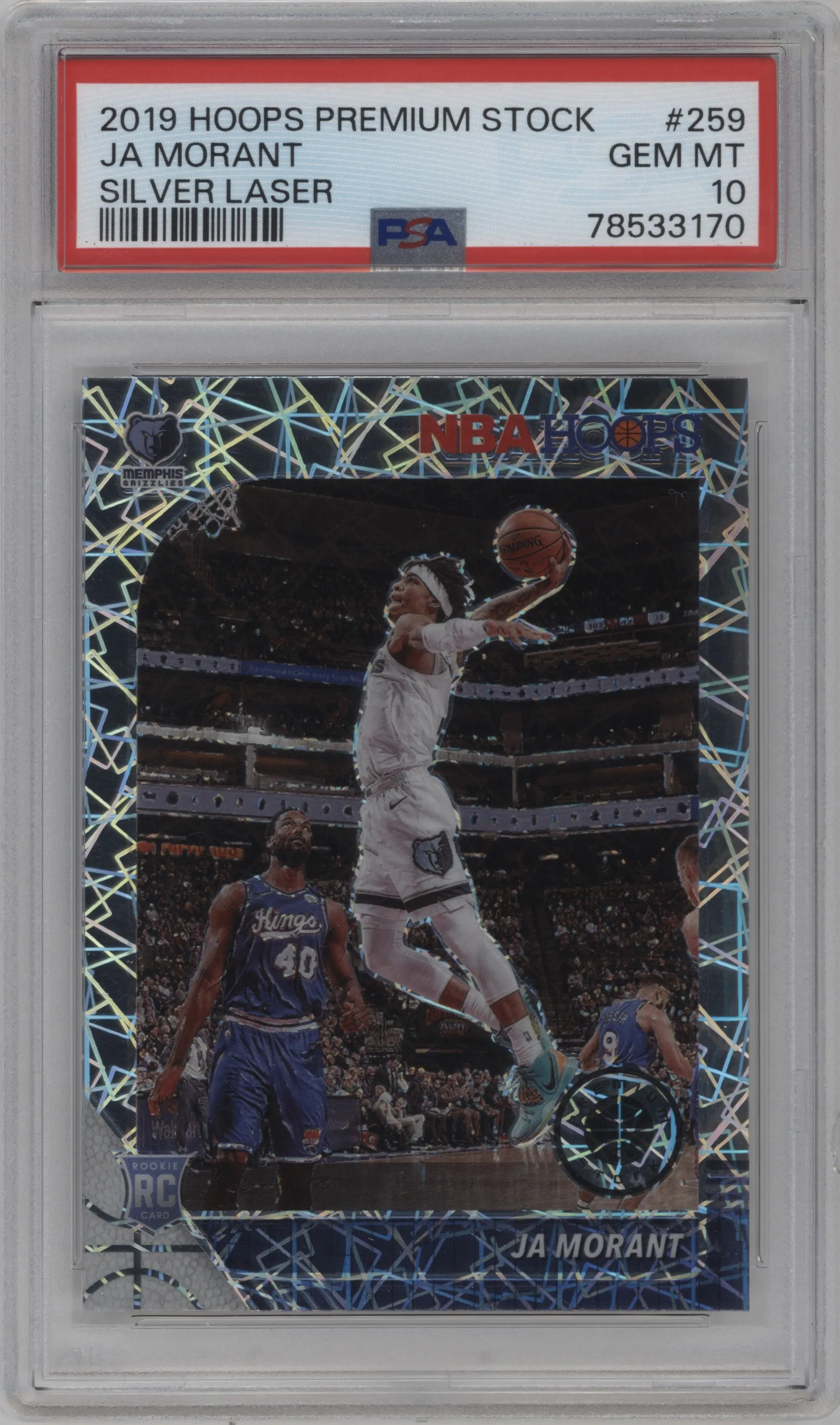 2019 Panini Hoops Premium Stock Ja Morant Silver Laser PSA 10