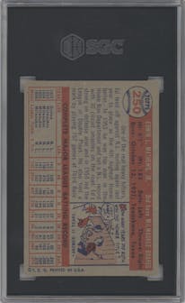 Eddie Mathews from the 1957 Topps set graded by SGC and given an overall grade of 6.