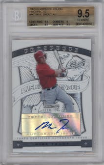 Mike Trout from the 2009 Bowman Sterling set graded by Beckett and given an overall grade of 9.5.