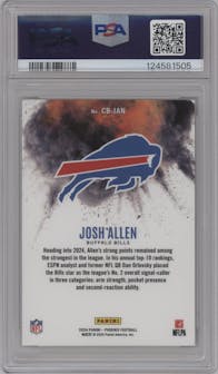 Josh Allen from the 2024 Panini Phoenix set graded by PSA and given an overall grade of 10.