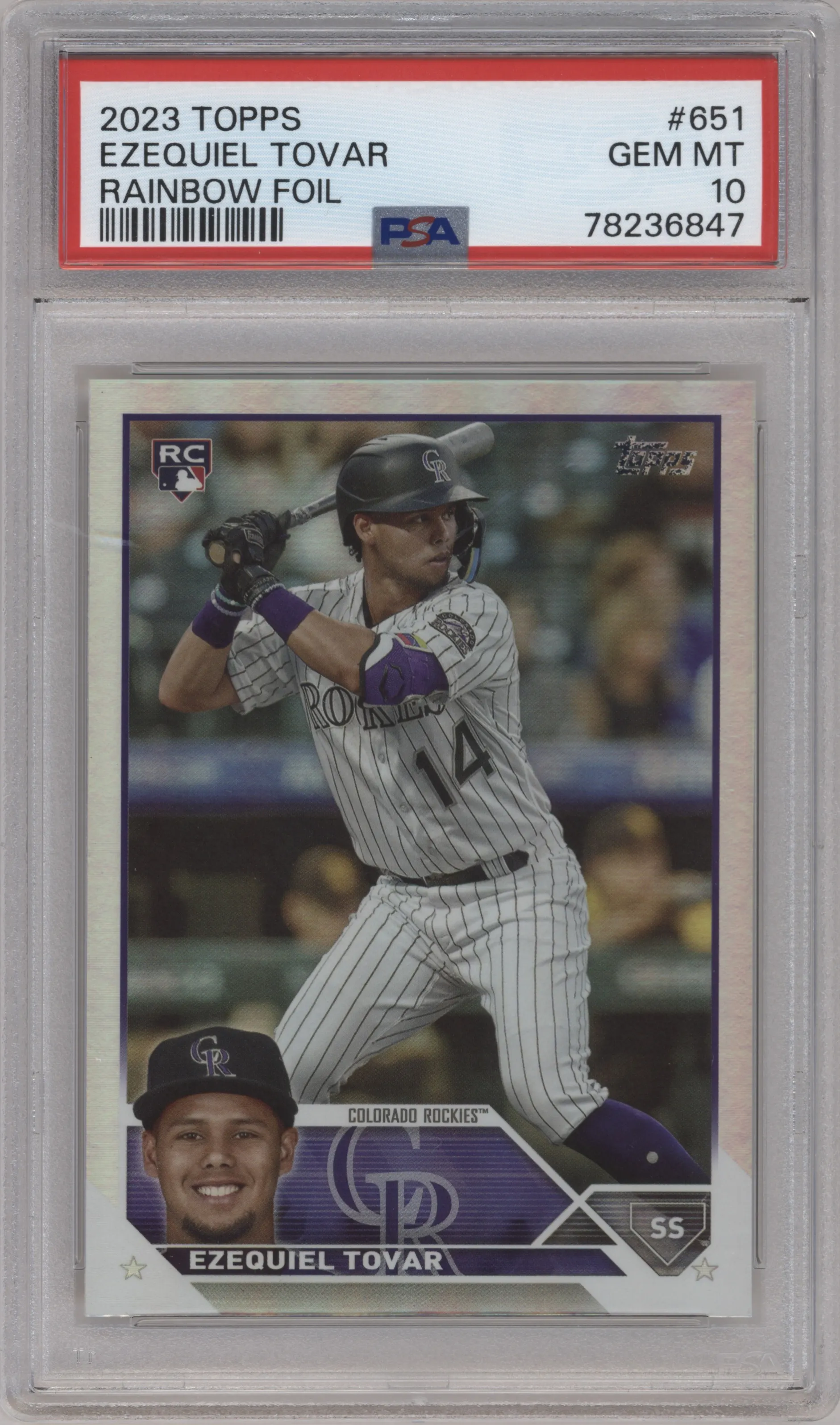 2023 Topps Series 2 Ezequiel Tovar Rainbow Foil PSA 10