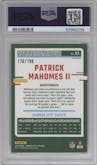 Patrick Mahomes II from the 2023 Donruss Optic set featuring a Blue parallel graded by PSA and given an overall grade of 9.
