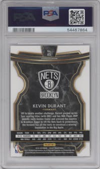 Kevin Durant from the 2019-20 Panini Select set graded by PSA and given an overall grade of 9.