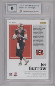 Joe Burrow from the 2020 Panini Encased set featuring a Emerald parallel graded by Beckett and given an overall grade of 9.