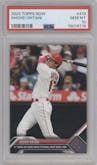 Shohei Ohtani from the 2023 Topps Now set graded by PSA and given an overall grade of 10.
