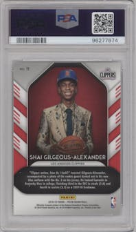 Shai Gilgeous-Alexander from the 2018-19 Panini Prizm set graded by PSA and given an overall grade of 10.