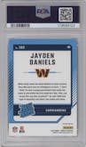 Jayden Daniels from the 2024 Donruss set featuring a Red Wave parallel graded by PSA and given an overall grade of 10.