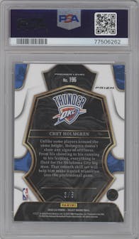  Chet Holmgren from the 2022-23 Panini Select set featuring a Neon Purple Pulsar parallel graded by PSA and given an overall grade of 10.