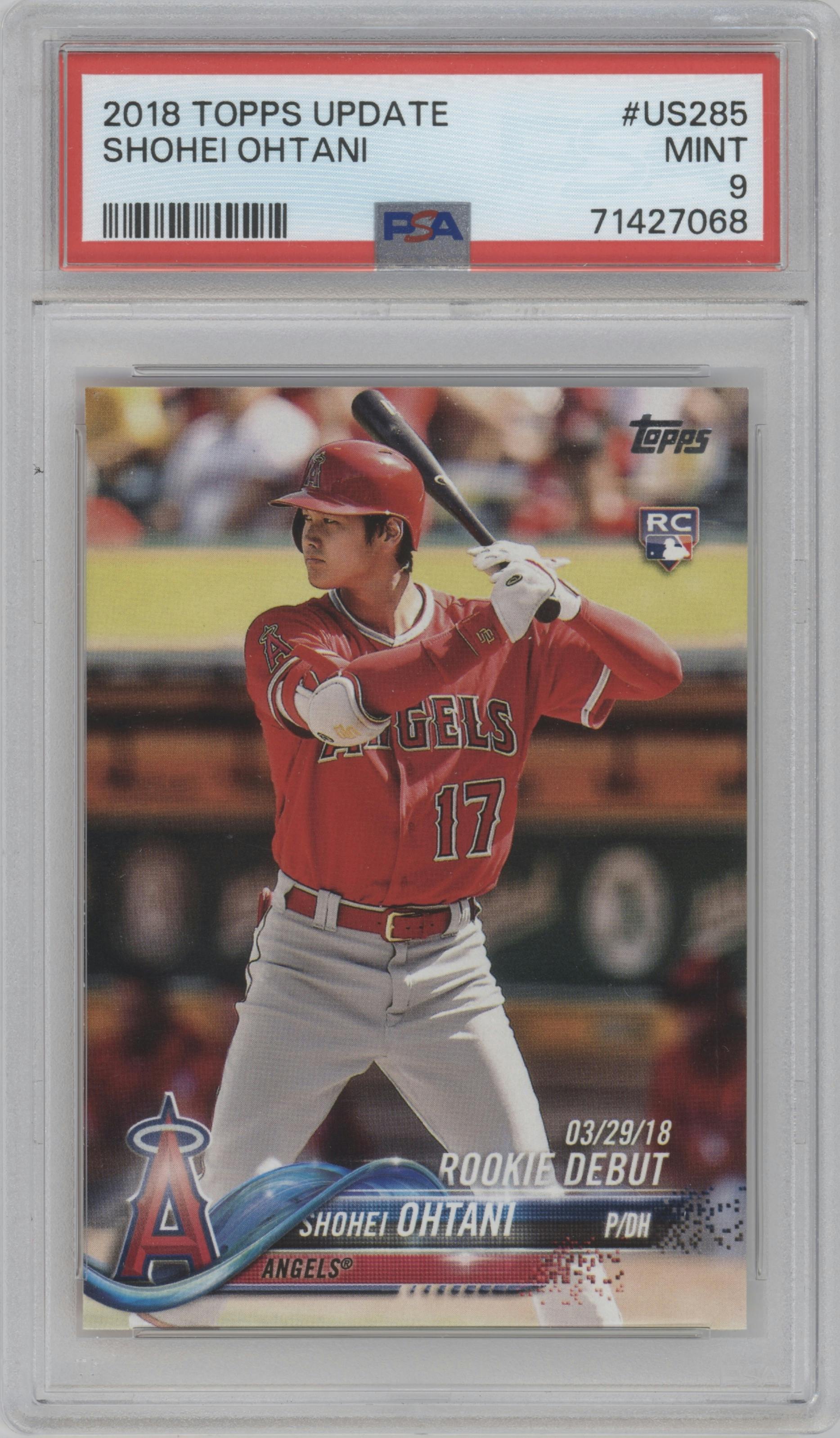 Shohei Ohtani from the 2018 Topps Update set graded by PSA and given an overall grade of 9.