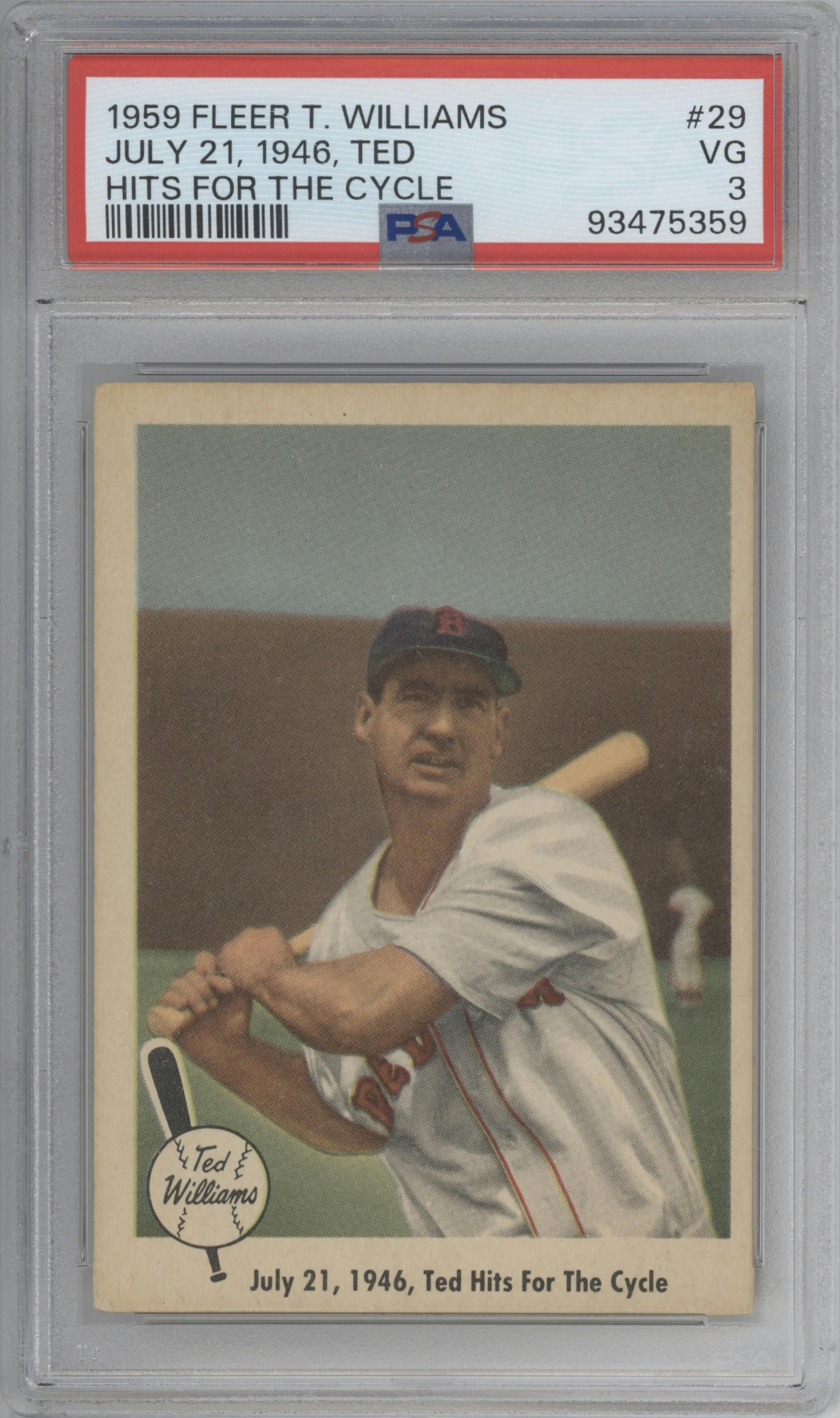  Ted Williams  from the 1959 Fleer Ted Williams set graded by PSA and given an overall grade of 3.