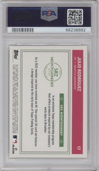 Julio Rodriguez from the 2022 Topps 582 Montgomery Club set graded by PSA and given an overall grade of 10.