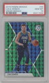 Luka Doncic from the 2019-20 Panini Mosaic  set featuring a Green Mosaic parallel graded by PSA and given an overall grade of 10.