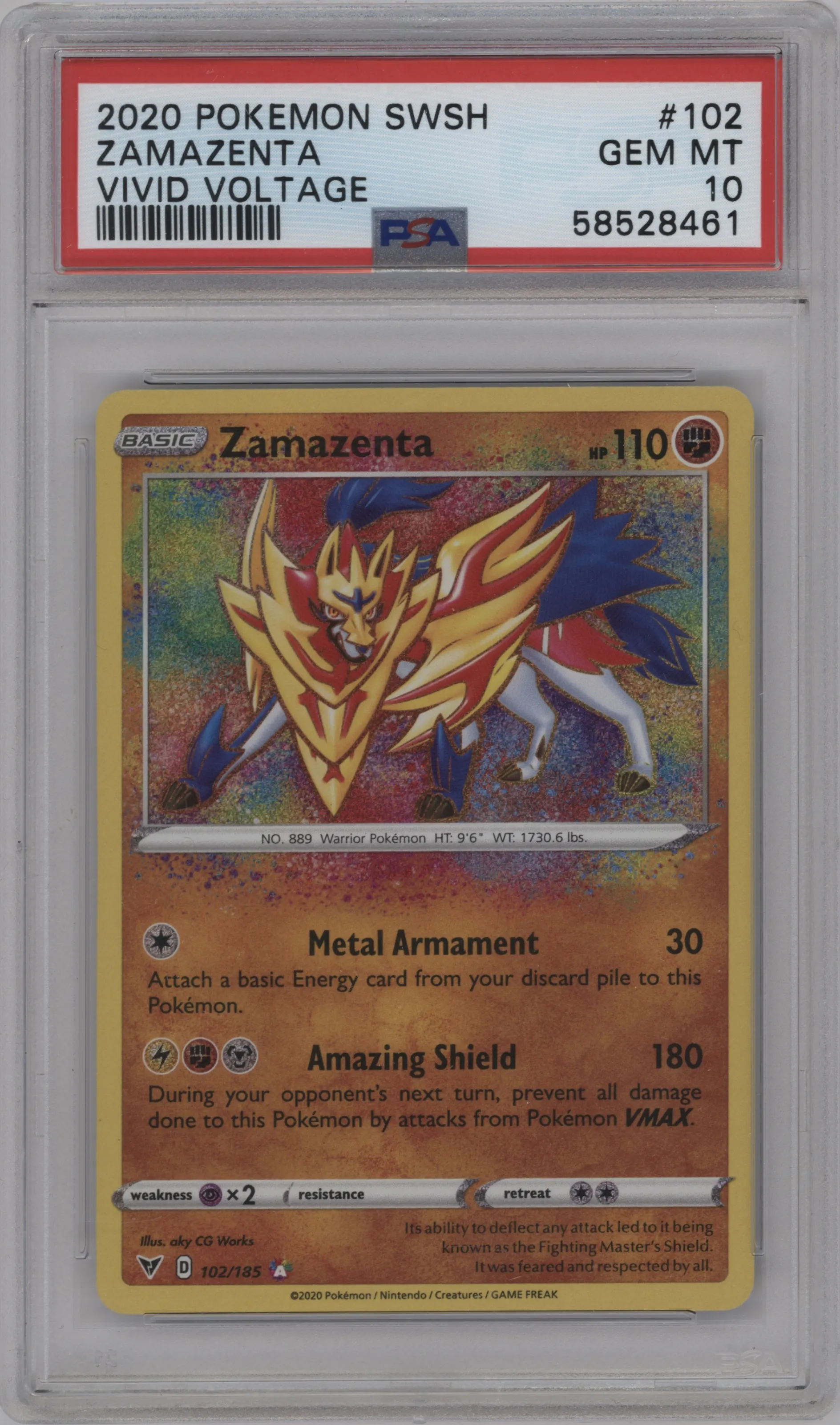 2020 Pokemon SWSH Vivid Voltage Zamazenta PSA 10