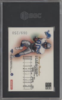 Barry Sanders from the 1998 Flair Showcase set featuring a Showpiece parallel graded by SGC and given an overall grade of 10.