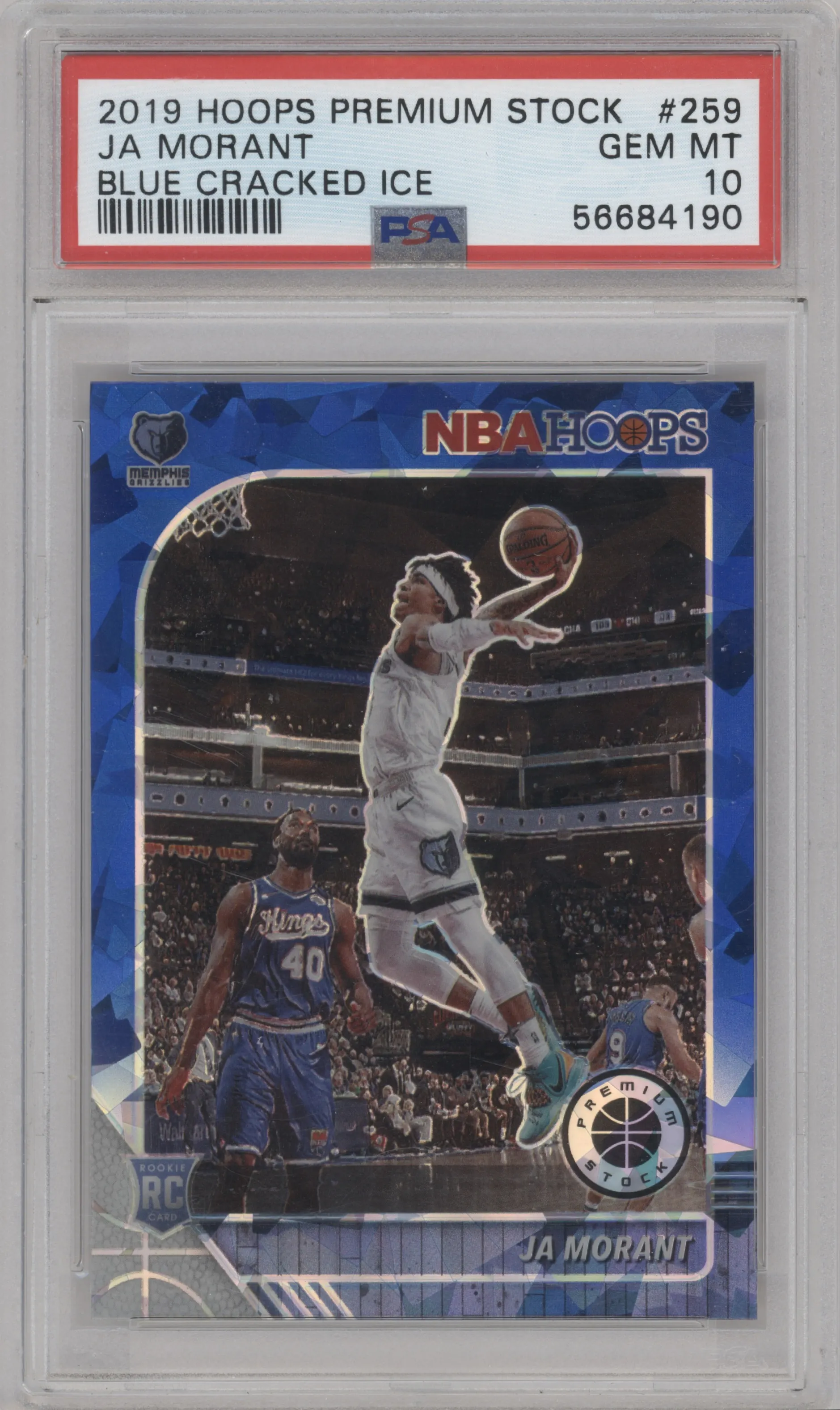 2019 Panini Hoops Premium Stock Ja Morant Blue Cracked Ice #259 PSA 10