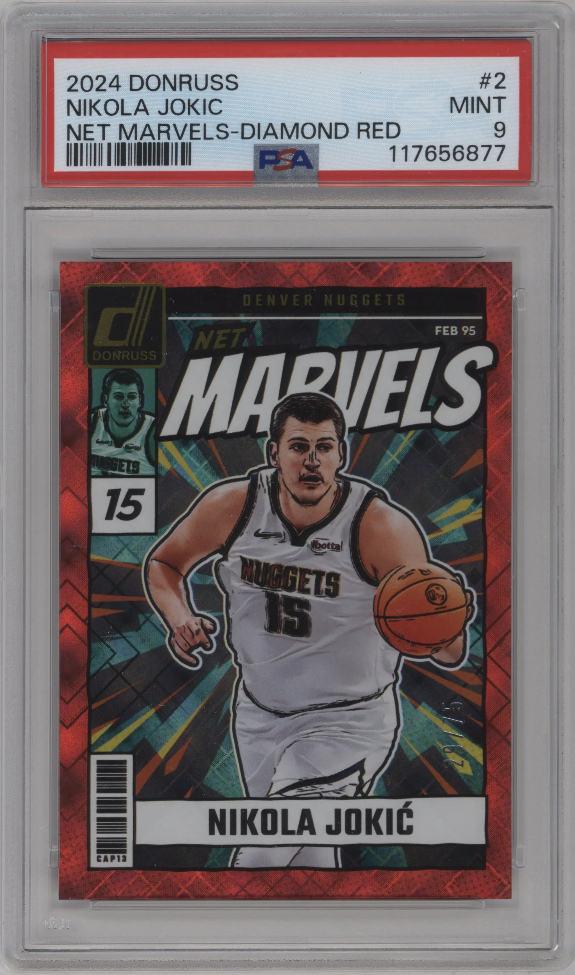 2024 Panini Donruss Net Marvels Nikola Jokic Diamond Red #2 PSA 9