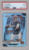 Joe Burrow from the 2024 Panini Prizm set featuring a Pandora parallel graded by PSA and given an overall grade of 9.