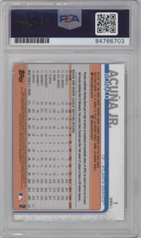 Ronald Acuna Jr. from the 2019 Topps Series 1 set graded by PSA.