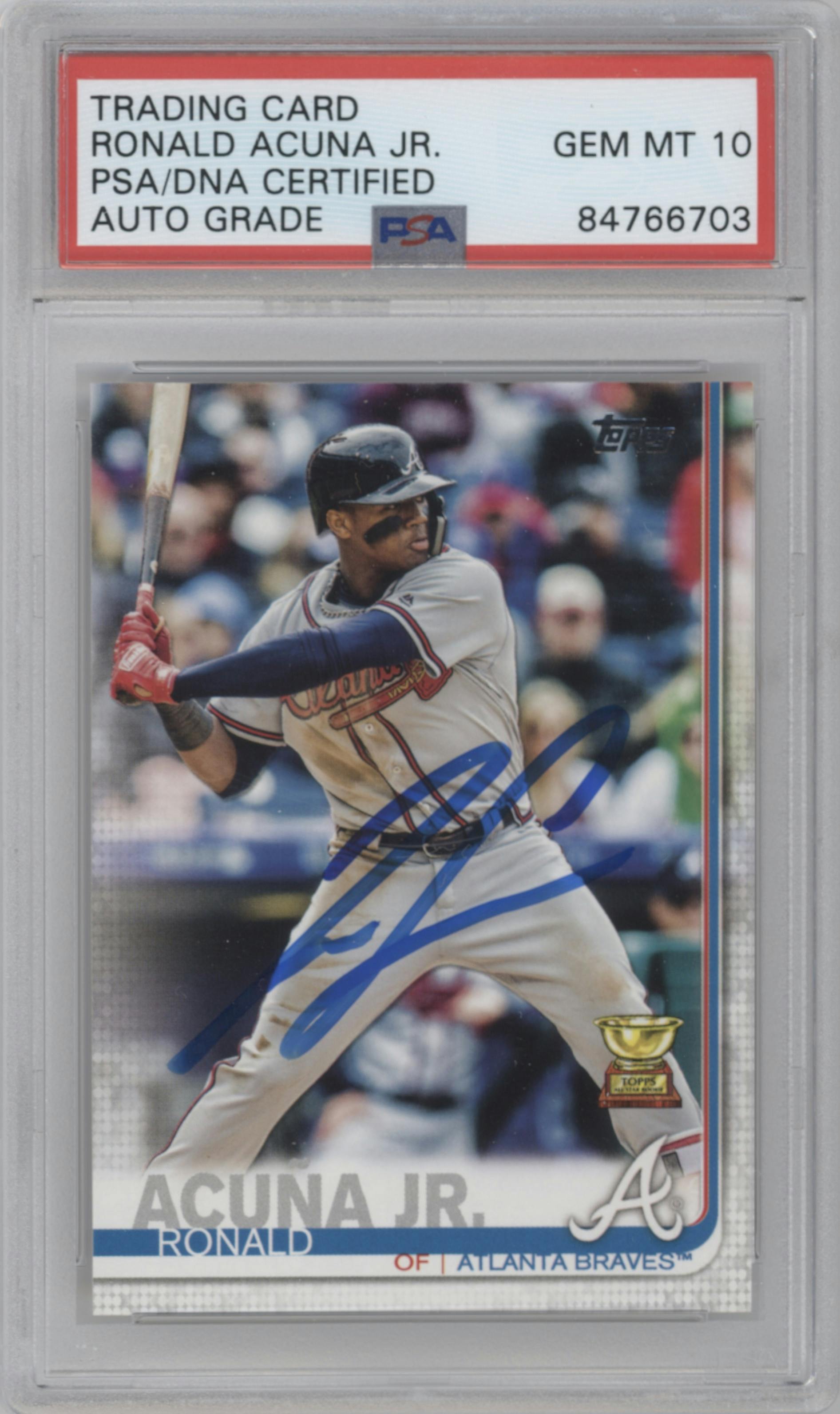 Ronald Acuna Jr. from the 2019 Topps Series 1 set graded by PSA.
