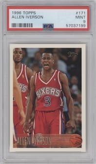 Allen Iverson from the 1996-97 Topps set graded by PSA and given an overall grade of 9.