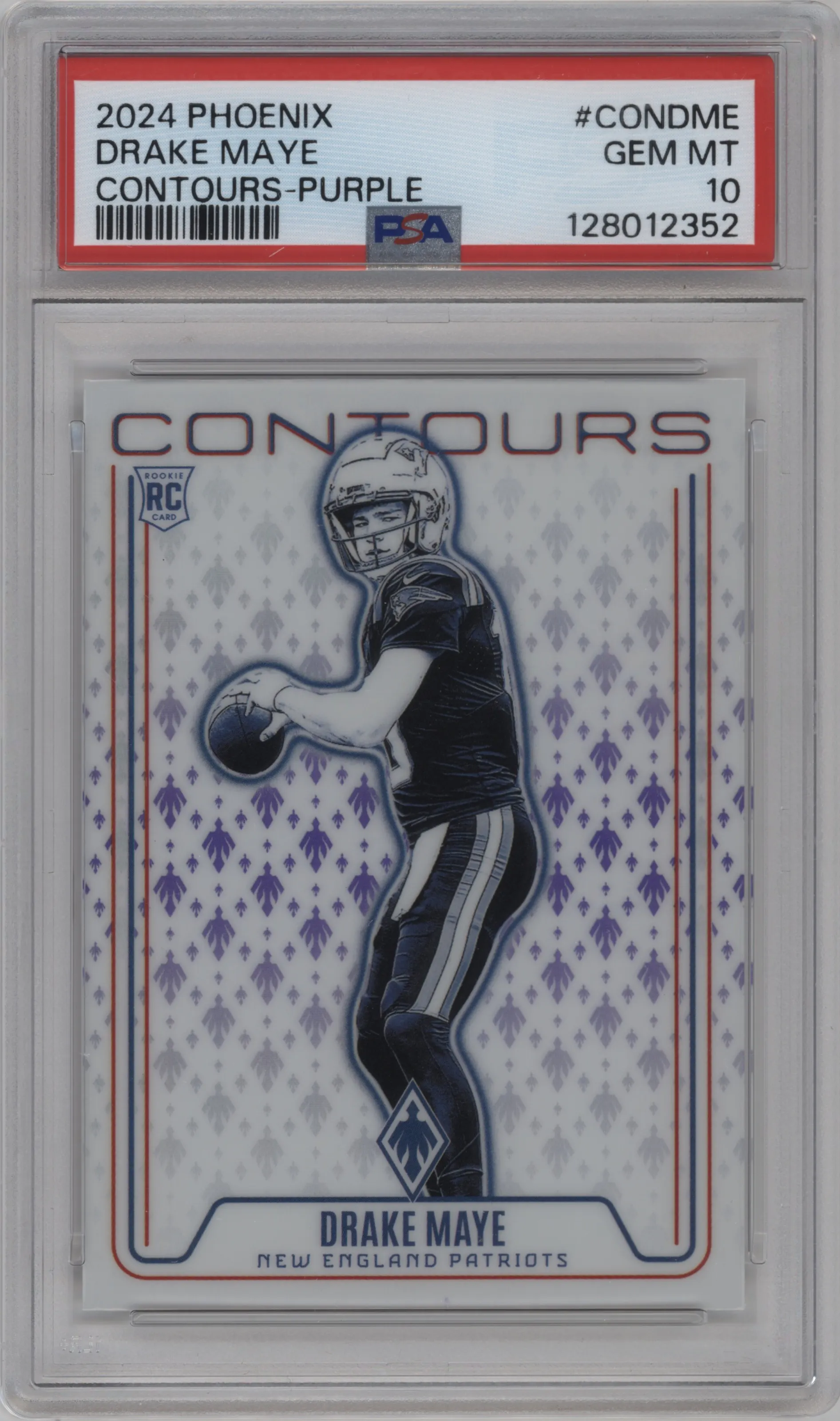 2024 Panini Phoenix Contours Drake Maye Purple #CON-DME PSA 10