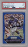 Adrian Peterson from the 2015 Panini Prizm set featuring a Blue Wave parallel graded by PSA and given an overall grade of 9.