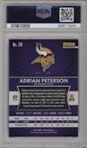 Adrian Peterson from the 2015 Panini Prizm set featuring a Blue Wave parallel graded by PSA and given an overall grade of 9.