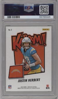 Justin Herbert from the 2023 Panini Absolute set graded by PSA and given an overall grade of 10.